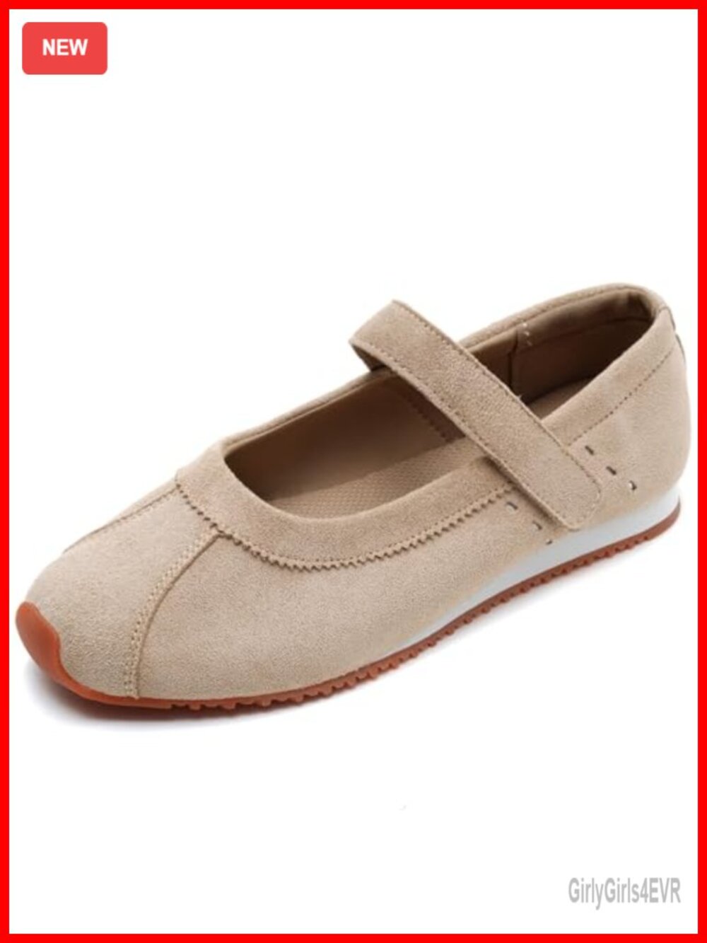 Womens Mary Jane Sneakers Ballet Flats Slip-On Walking Loafers Faux Suede